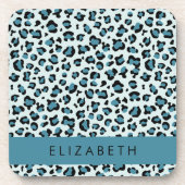 Dessous-de-verre Empreinte de léopard, Spots, Leopard Bleu, Votre N (Devant)