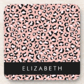 Dessous-de-verre Empreinte de léopard, Spots, Leopard Rose, Votre N (Devant)