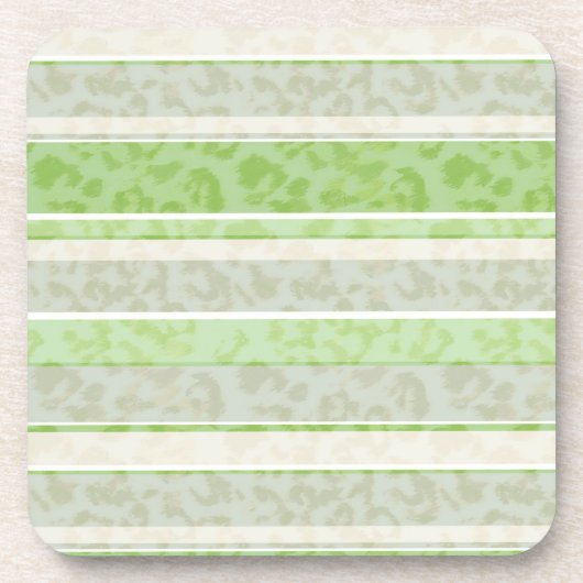 Dessous-de-verre Empreinte de léopard sur arrière - plan rayé. (Devant)