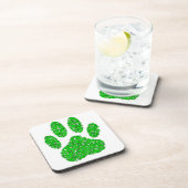 Dessous-de-verre Empreinte de patte de chien de feuillage vert (Côté Droit)