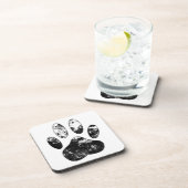 Dessous-de-verre Empreinte de patte de chien gris noir et blanc (Côté Droit)
