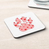 Dessous-de-verre Empreinte de patte rose aux coeurs (Côté gauche)