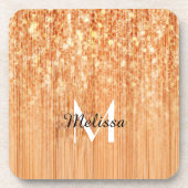 Dessous-de-verre Empreinte en bois de bambou orange brillant Monogr (Devant)