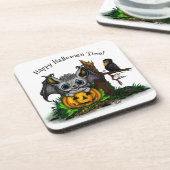 Dessous-de-verre En attente d'Halloween, Bat mignonne et Corbeau (Côté gauche)