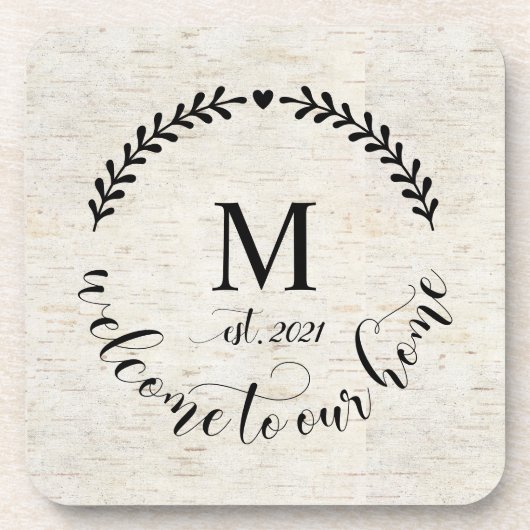 Dessous de verre en bois monogramme rustique (Devant)