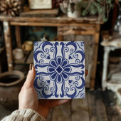 Dessous de verre en carreaux de Lisbonne bleu et b