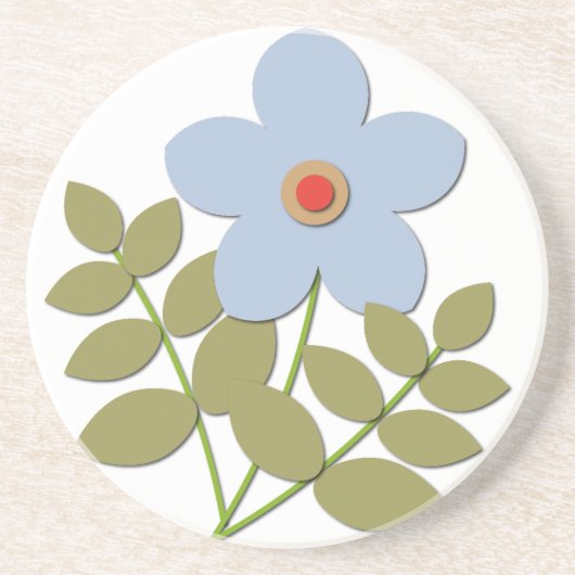 Dessous De Verre En Grès С simple fleur bleue (Devant)