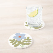 Dessous De Verre En Grès С simple fleur bleue (Côté)