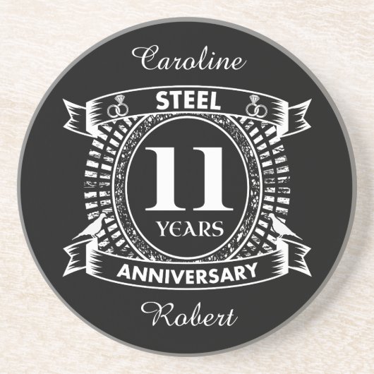 Dessous De Verre En Grès 11E anniversaire du mariage acier (Devant)