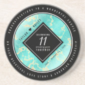 Dessous De Verre En Grès 11ème anniversaire de Mariage turquoise (Devant)