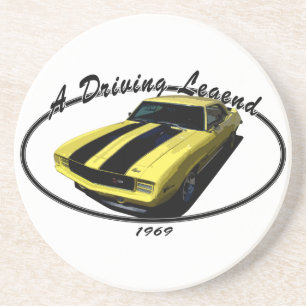 DESSOUS DE VERRE EN GRÈS 1969 JAUNE DE CAMARO Z28