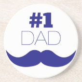 Dessous De Verre En Grès #1 Papa Blue Mustache (Devant)