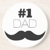 Dessous De Verre En Grès #1 Papa Mustache noire - Numéro Un (Devant)