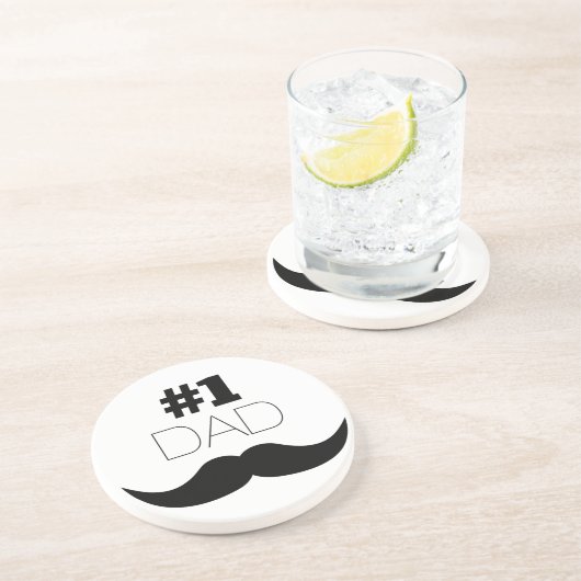 Dessous De Verre En Grès #1 Papa Mustache noire - Numéro Un (Côté)