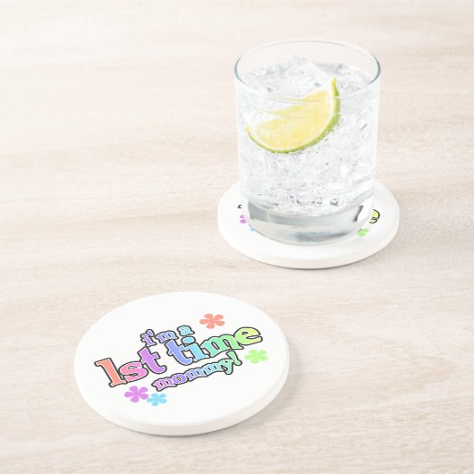 Dessous De Verre En Grès 1ère fois Mommy Rainbow Text Cadeaux (Côté)