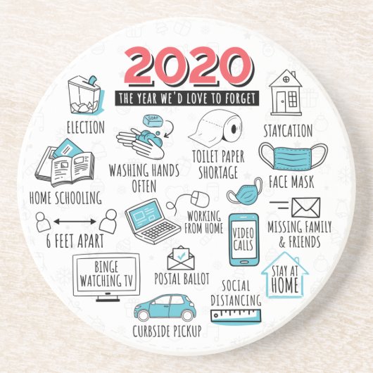 Dessous De Verre En Grès 2020 COVID Quarantine Activités Commémoratives (Devant)