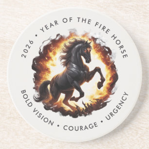 Dessous De Verre En Grès 2026 Année du Cheval de Feu Motivation