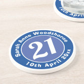Dessous De Verre En Grès 21e anniversaire avec nom, âge et date