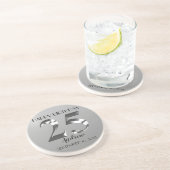 Dessous De Verre En Grès 25e anniversaire d'argent métallique (Côté)