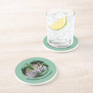 DESSOUS DE VERRE EN GRÈS 2 PAPILLONS/N'ABANDONNEZ PAS AVANT LE MIRACLE