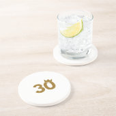 Dessous De Verre En Grès 30 Couronne d'or - 30e cadeau d'anniversaire (Côté)