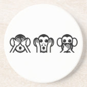 Dessous De Verre En Grès 3 Singes Sages Emoji (Devant)