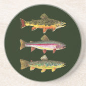 Dessous De Verre En Grès 3 truite pour pêcheur ou pêcheur (Devant)