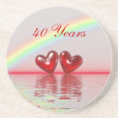 Dessous De Verre En Grès 40e Anniversary Ruby Hearts (Devant)
