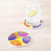 Dessous De Verre En Grès 4 couleurs Pop Art Basketball (Côté)