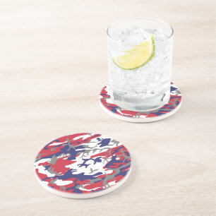 Dessous De Verre En Grès 4 juillet, Jour de l'Indépendance, Gris Camouflage