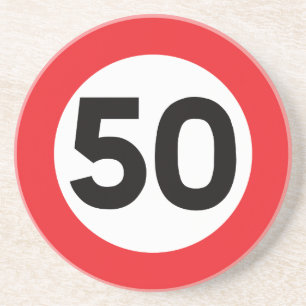 Dessous De Verre En Grès 50 feux de circulation à vitesse limitée pour le