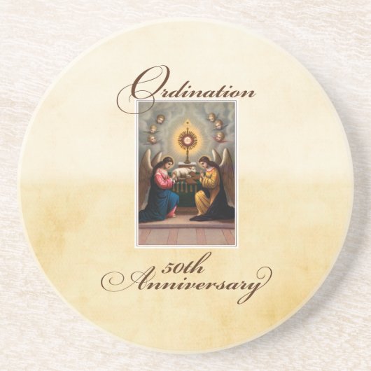 Dessous De Verre En Grès 50e anniversaire d'ordination Anges à l'autel (Devant)