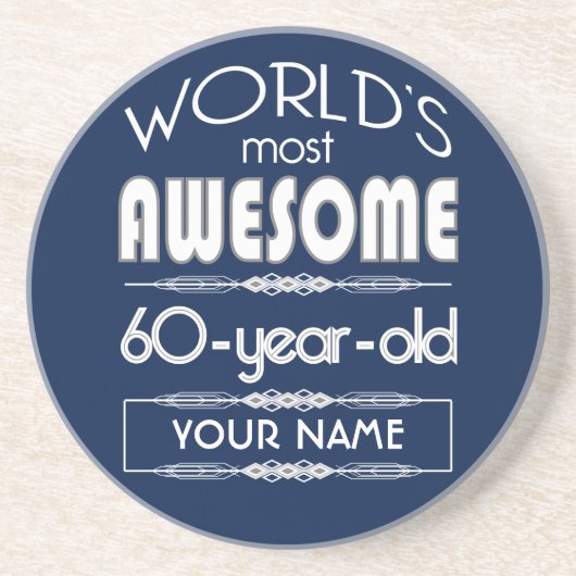 Dessous De Verre En Grès 60e anniversaire du meilleur bleu foncé (Devant)