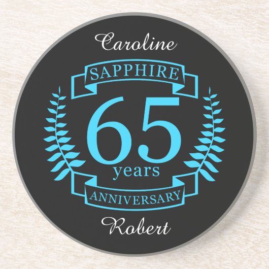 Dessous De Verre En Grès 65e ANNIVERSAIRE Mariage SAPPHIRE (Devant)