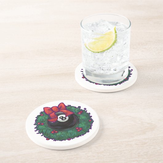 Dessous De Verre En Grès 8 Balle Noël en vert (Côté)