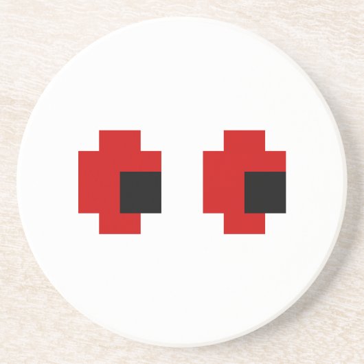 Dessous De Verre En Grès 8 bits Éffrayants yeux rouges (Devant)