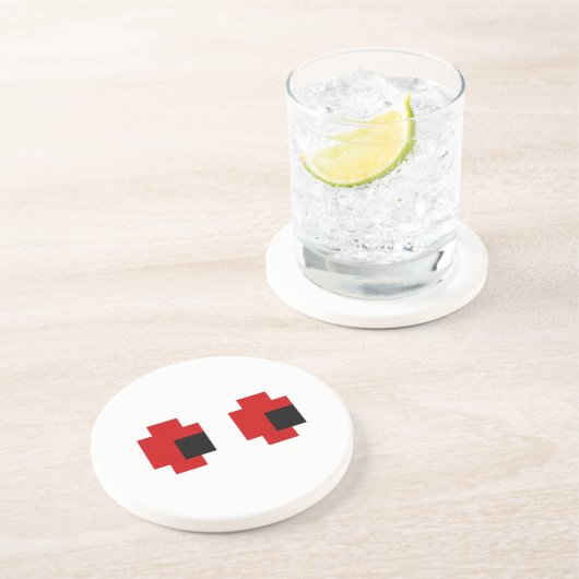 Dessous De Verre En Grès 8 bits Éffrayants yeux rouges (Côté)