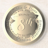 Dessous De Verre En Grès 8th Wedding Anniversary Bronze Medallion Image (Devant)