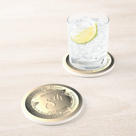 Dessous De Verre En Grès 8th Wedding Anniversary Bronze Medallion Image (Côté)