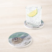 Dessous De Verre En Grès A baby seal surfing (Côté)