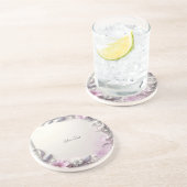 Dessous de verre en grès à cadre floral rose (Côté)