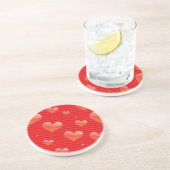 Dessous de verre en grès à coeurs rouges (Côté)