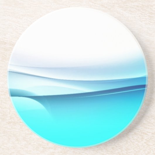 Dessous de verre en grès à vagues aqua abstraites (Devant)