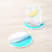 Dessous de verre en grès à vagues aqua abstraites (Côté)