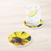 Dessous De Verre En Grès Abeille et Fleur Jaune (Côté)