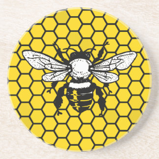 Dessous De Verre En Grès Abeille jaune et nid d'abeille en grès Coaster