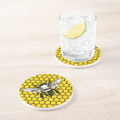 Dessous De Verre En Grès Abeille jaune et nid d'abeille en grès Coaster (Côté)