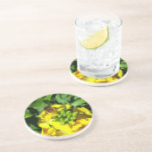 Dessous De Verre En Grès Abeille sur Fleurs Jaunes (Côté)