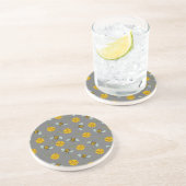 Dessous De Verre En Grès Abeilles & Boutons d'or sur gris (Côté)