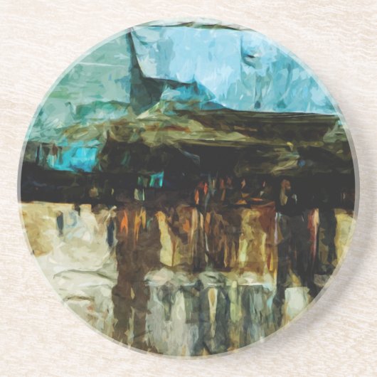 Dessous De Verre En Grès Abrégé sur national décrit rive d'un lac de roches (Devant)